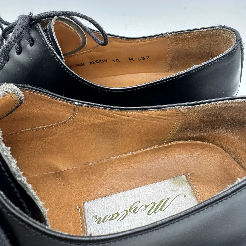 Mezlan Alcoy Vintage Y2K Black Leather Chunky Oxford Mens Sz 10 Black Platform